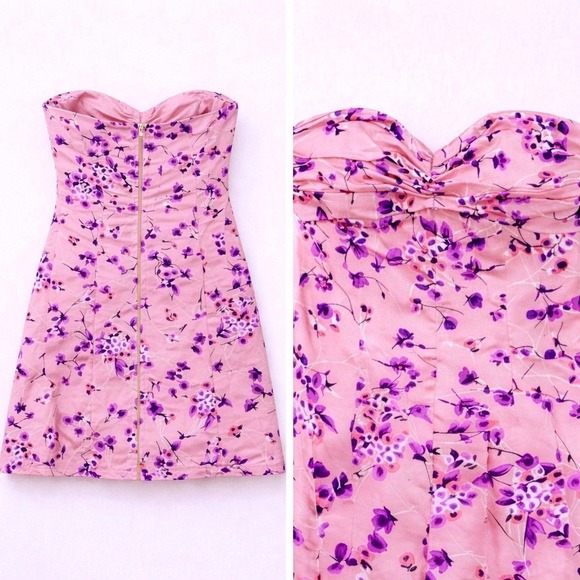 Vintage Express Silk Strapless Babydoll Mini Sweetheart‎ Cocktail Dress Sz 10 - Picture 3 of 9